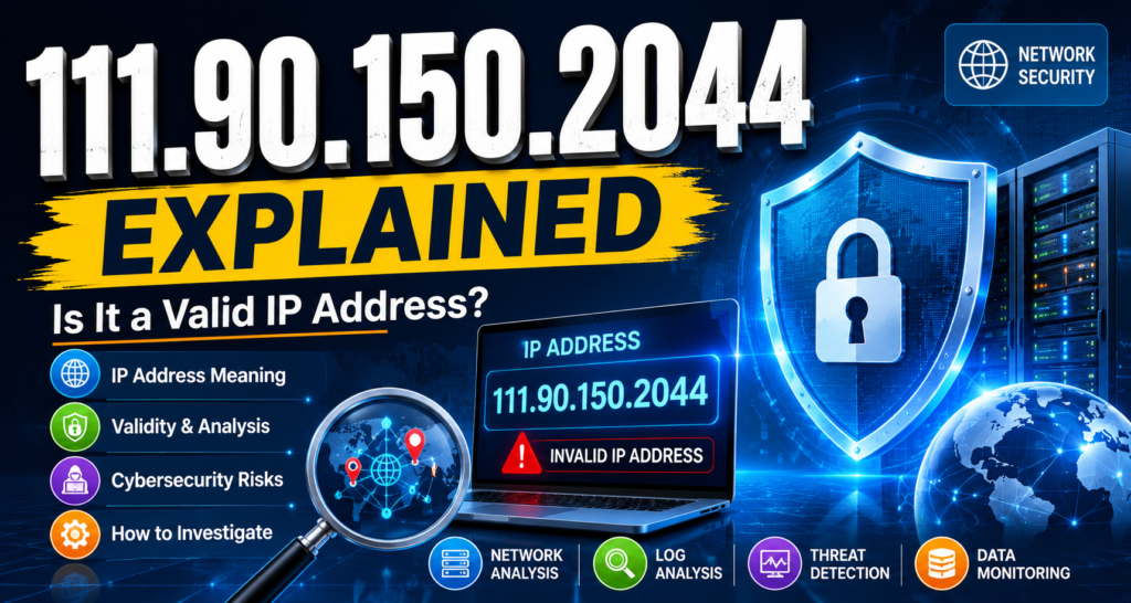 111.90.150.2044 invalid IPv4 address analysis with cybersecurity and network monitoring concept